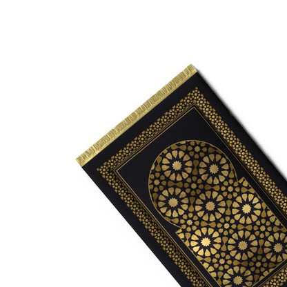 Supreme Velvet Padded Prayer Rug in Gold and Black, 68x117 cm, our most comfortable soft mat with extra-thick padding, offering unparalleled support for a peaceful prayer session