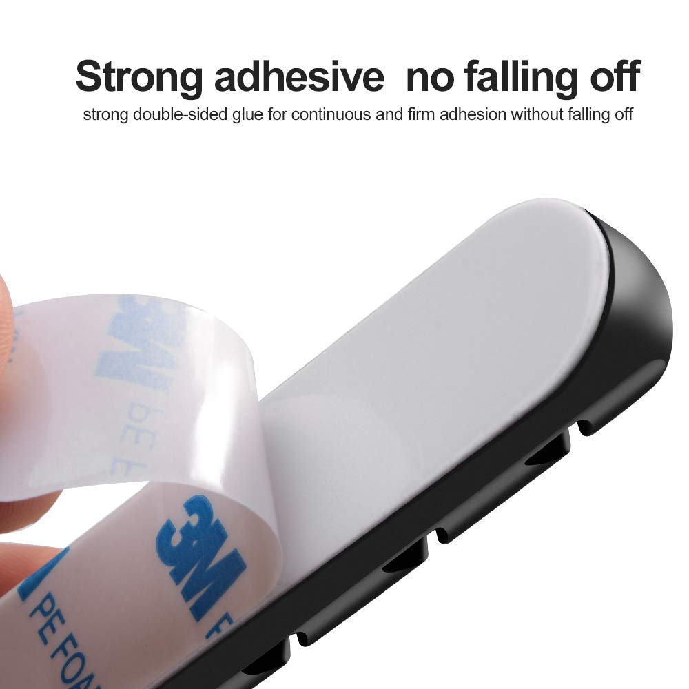 Ventercess Cable Clips Cable Management, 3 Pack 7 Slots Cord Organizer 6mm Black Adhesive Cord Holders for Power Cords USB Cables Charging Cables Headphone Cables in Office and Home (Black)