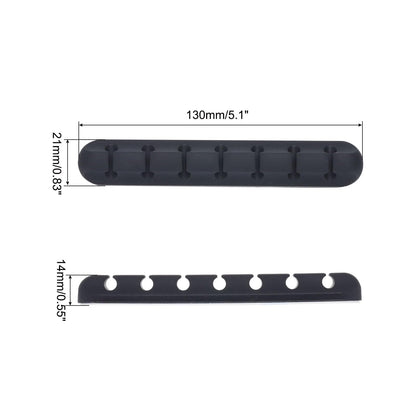 MECCANIXITY Cable Clips Cord Clips Organizer for Desk, 7 Slot Silicone Adhesive Wire Holders Cable Management for USB Cable, Black