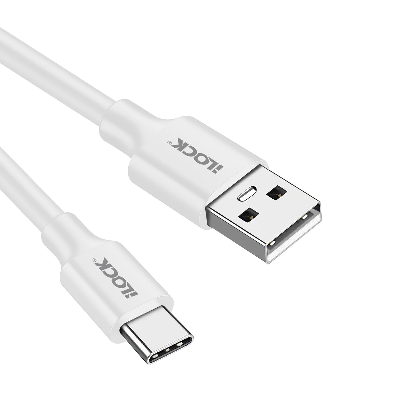 iLOCK Charge & Sync Cable | 1 Meter | Fast Charging & Data Sync | Durable PVC Design (USB-A to TYPE-C, White)
