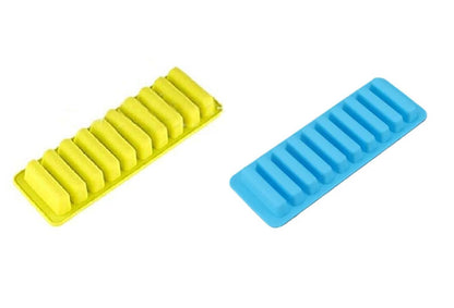 2 Pieces Ice Cube Trays Food Grade Silicone (Blue+Yellow)