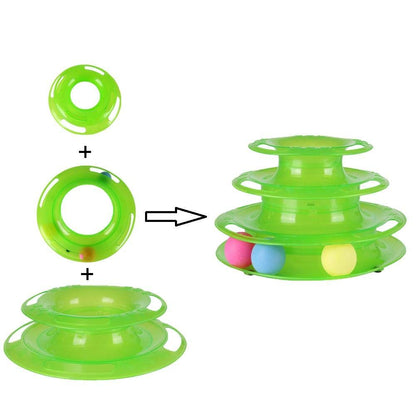 Pet Toys Cat Dog Interactive Tower of Tracks Pet Crazy Ball Disk Toy Green