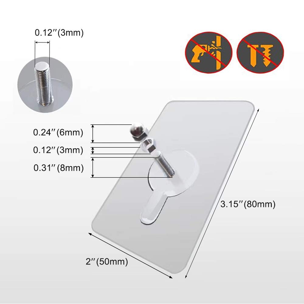 DKKO 10pcs Adhesive Wall Hook Screws Non-Trace Non-Rust No Drilling Stickers Nail Wall Mount Hanging Nails Without Screwdriver for Shower Bathroom Kitchen Storeroom Installation