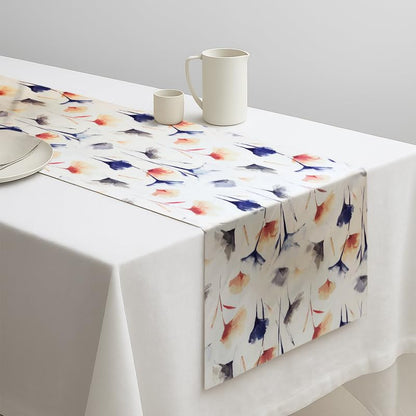 INTEX HOME Table Runner, Sou Floral Pattern, Premium Linen Velvet Fabric, Straight End Design, 45×140 cm, Off-White x Navy Blue x Blush, Wrinkle-Resistant, 1 Pc Table Décor for Living and Dining Room