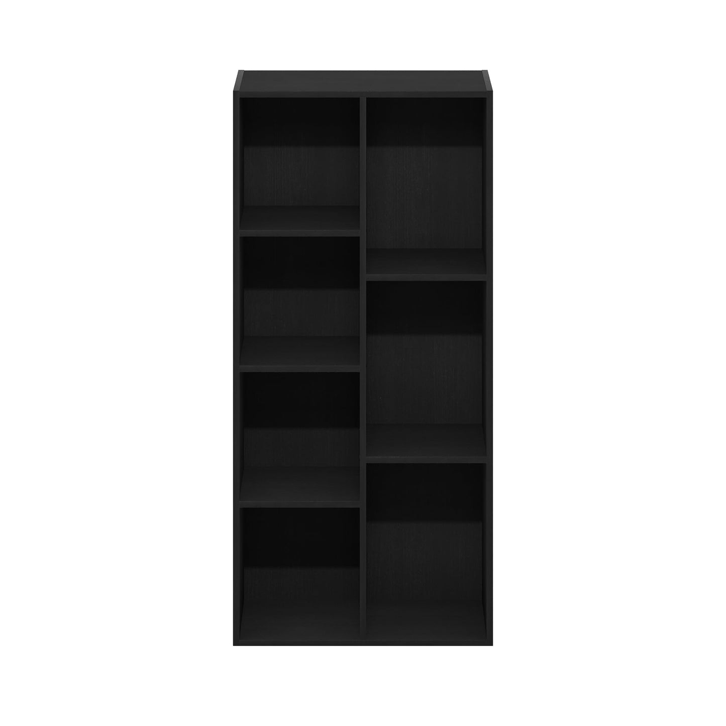 5-Tier Narrow Vertical Wall Unit, Tall Column Floating Storage Organizer and Utility Shelf for Bedroom or Living Room, Space-Saving Design in a White Laminate Finish
