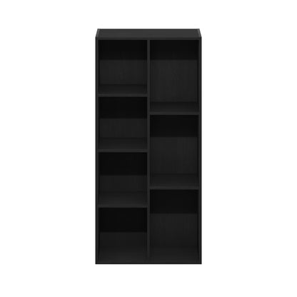 5-Tier Narrow Vertical Wall Unit, Tall Column Floating Storage Organizer and Utility Shelf for Bedroom or Living Room, Space-Saving Design in a White Laminate Finish