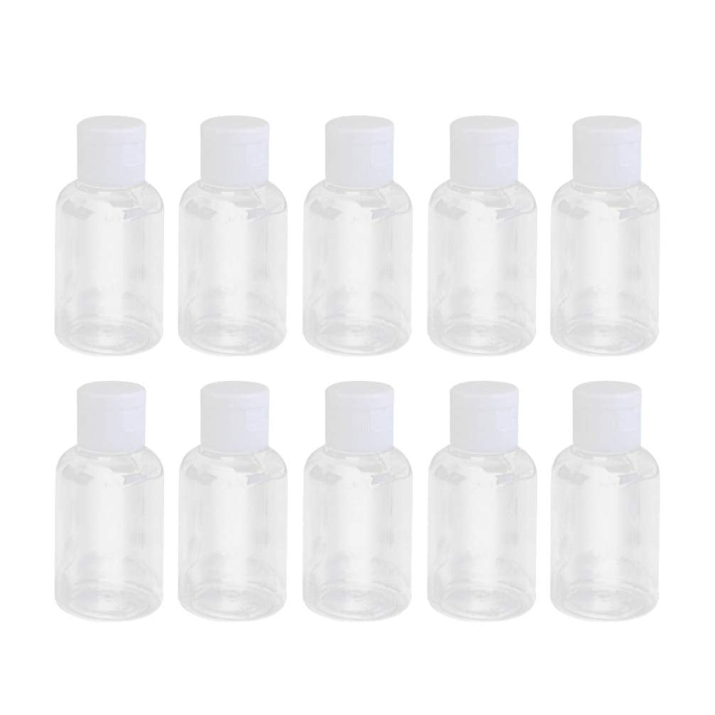 Beaupretty 6Pcs Clear Plastic Empty Bottles Squeeze Travel Bottle Containers with Flip Cap Reusable Subpackage Cosmetic Bottles, 50ml, White, 10pcs,