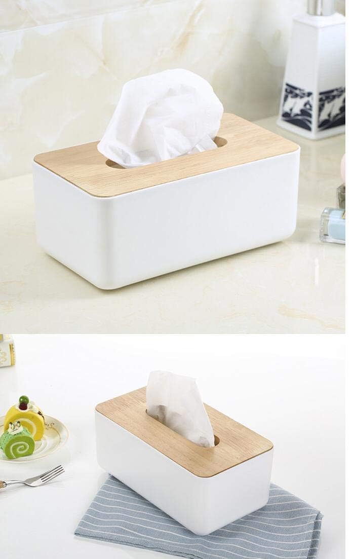 JK Enterprise 1pc Square Shape Wooden Cover Plastic Tissue Box Holder | Paper Napkin Holder Case | Tissue Holder Dispenser Organizer for Car Decor Home Room Hotel