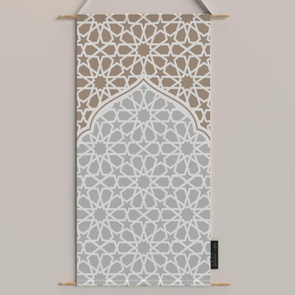 Ramadan's Unique Morish Velvet Fabric Posters Set, a Wall Art Decor Kit for Festive Home Decor, Beige & White, an Elegant Islamic Design for Living Room or Bedroom during Ramadan
