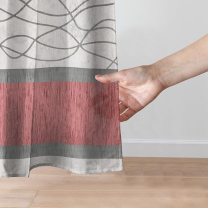 Modernistic Linen Curtain Panel - Crosswise Striped Sheer - Semi-Transparent - Steel Grommets - 1 Piece