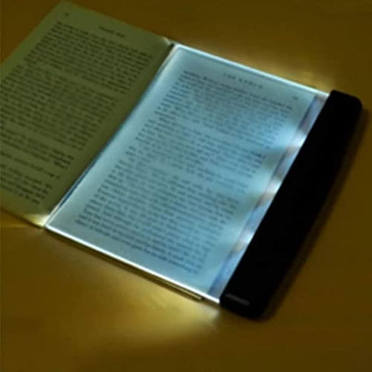 Qibykehei Flat Book Light Page Book Light for Reading in Bed at Night Clear LED Book Full Page Light Illuminator Panel Plate Lamp Board Wireless (Black)