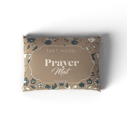 Velvet Prayer Mat in Beige and Green, 68x117 cm, a luxurious rug with an elegant mosque garden design, crafted from soft velvet for a comfortable and serene prayer session