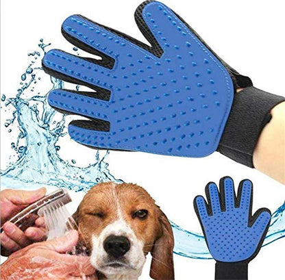 Pet Grooming Glove Gentle Deshedding Brush Fur Gloves Massage Tool Efficient Dog Cat Hair Remover Blue