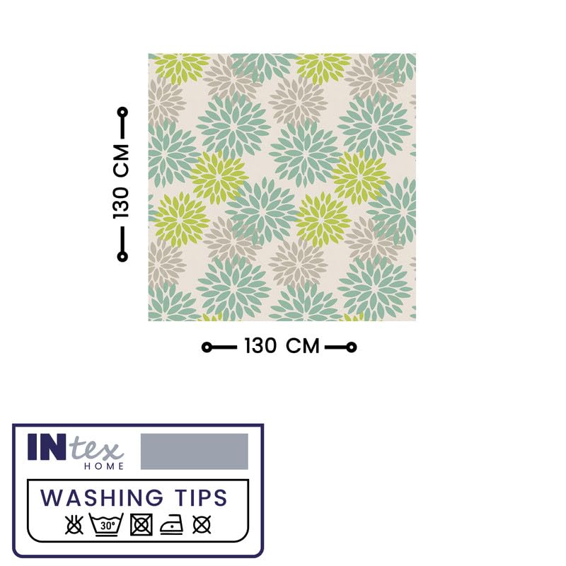 INTEX HOME Linen Velvet Floral Tablecloth, Textured Fabric for Elegant Dining, Special Occasions and Home Decor, Ultra-Soft, Wrinkle-Resistant, Spill-Proof, 130 x 190 cm, Black and Grey