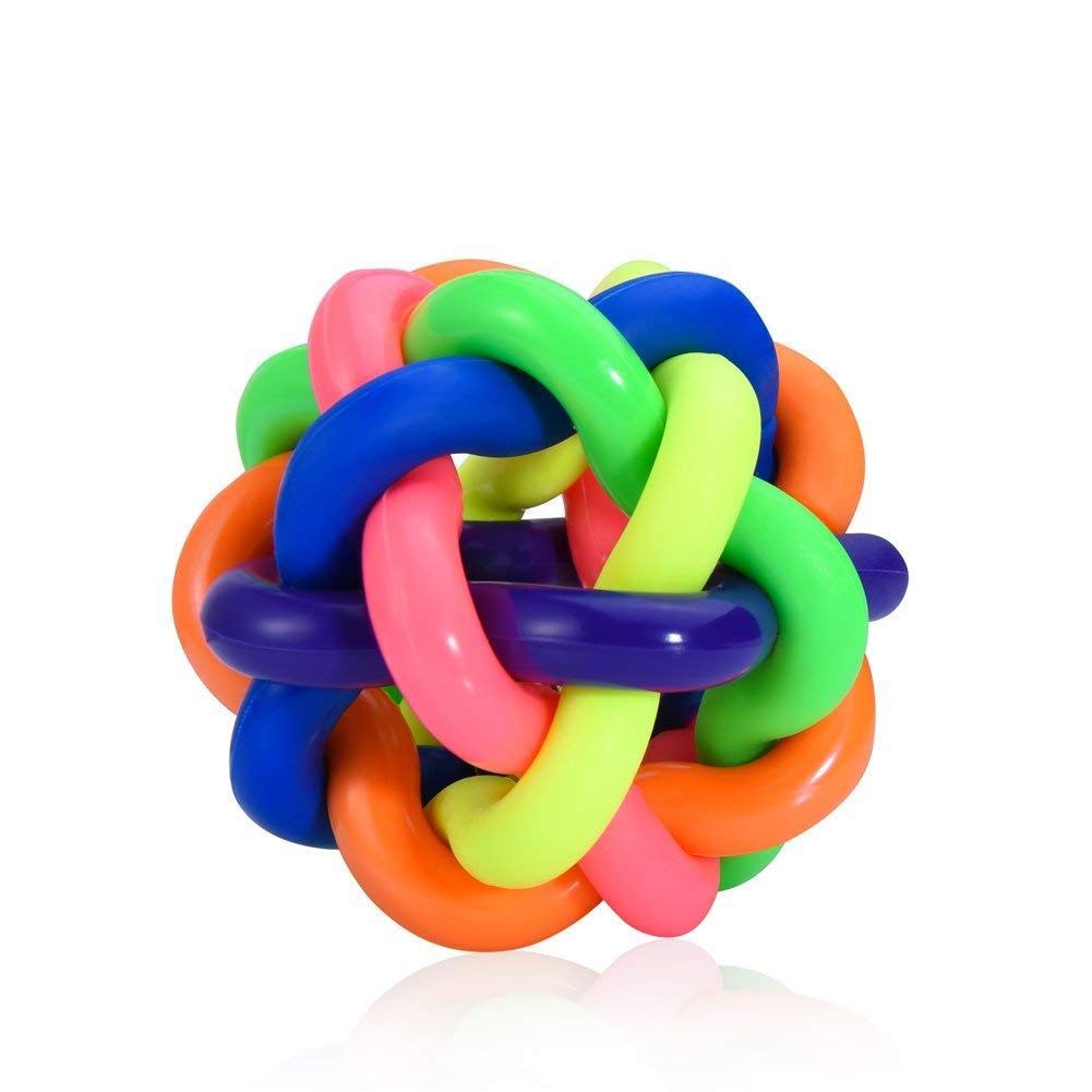 Ball Dog Toy Colorful Dog Ball with Bell Pet Smarter Interactive IQ Toys