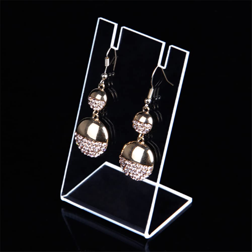 4 Pack L-Shaped Acrylic Earring Display Stands, Clear Single Pair Jewelry Holder and Rack, Modern T-Stand for Retail Show, Craft Fairs, and Personal Vanity Storage