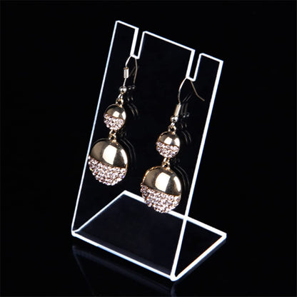 4 Pack L-Shaped Acrylic Earring Display Stands, Clear Single Pair Jewelry Holder and Rack, Modern T-Stand for Retail Show, Craft Fairs, and Personal Vanity Storage
