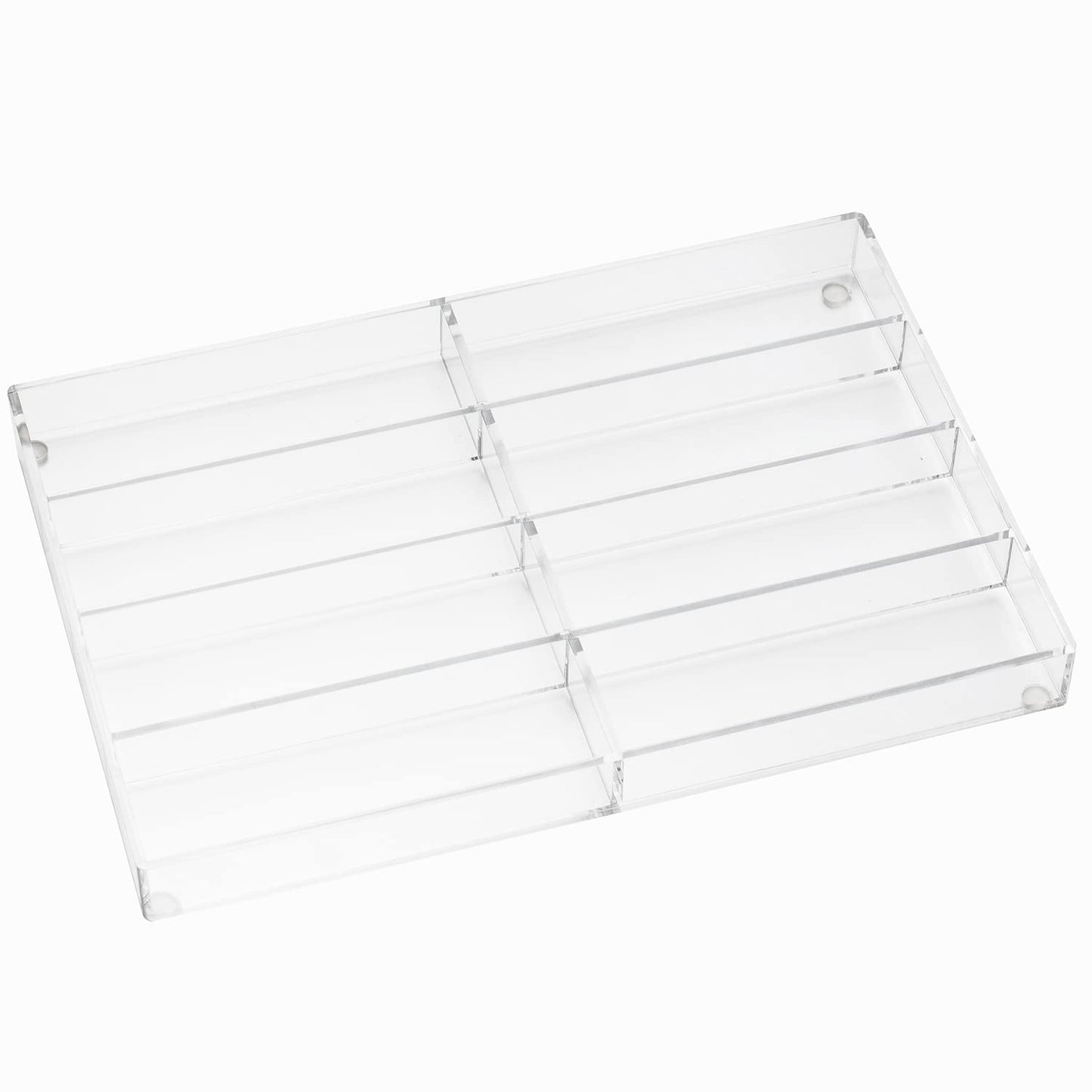 Clear Acrylic Sunglass Eyeglass Organizer, 8 Compartments Dresser Display Case for Eyewear and Accessories, Multipurpose Drawer Tray for Storage and Showcase