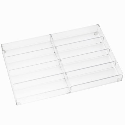 Clear Acrylic Sunglass Eyeglass Organizer, 8 Compartments Dresser Display Case for Eyewear and Accessories, Multipurpose Drawer Tray for Storage and Showcase