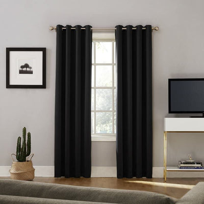 Black Blackout Curtains - steel Grommets - thermal Insulated fabric – for room darkness – 1 panel