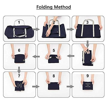 (2 Pack) Foldable Travel Duffel Bag, Waterproof Carry On Luggage Bag, Lightweight Travel Luggage Bag for Sports, Gym, Vacation, Light Blue,dark Blue, medium,