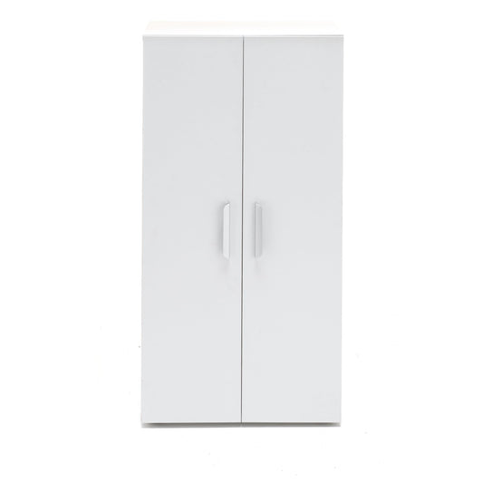 Wooden Shoe Cabinet in White, Tall Shoe Storage with 2 Doors and 6 Shelves, Large Capacity Freestanding Shoe Rack for Entryway or Closet, Art. 133