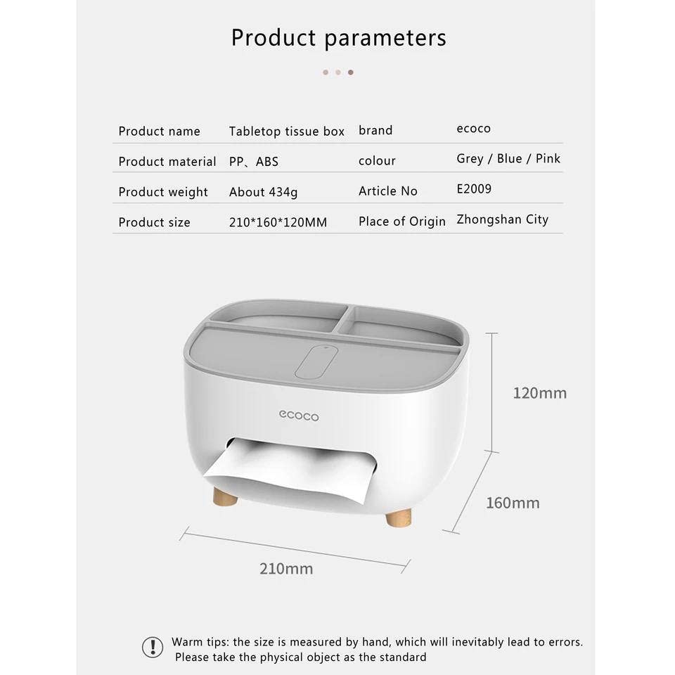 ECOCO E2009 Desktop Tissue Box Office Desk Case Organizer