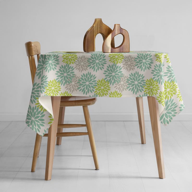 INTEX HOME Linen Velvet Floral Tablecloth, Textured Fabric for Elegant Dining, Special Occasions and Home Decor, Ultra-Soft, Wrinkle-Resistant, Spill-Proof, 130 x 190 cm, Black and Grey