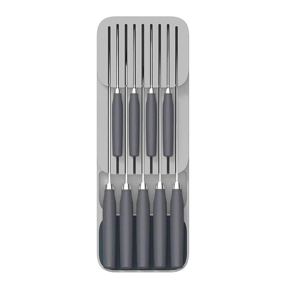 axGear Kitchen Drawer Organizer Tray for Knives Knife Block Cutlery Storage Grey -