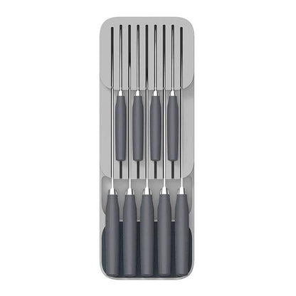 axGear Kitchen Drawer Organizer Tray for Knives Knife Block Cutlery Storage Grey -
