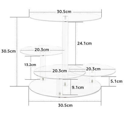 Acrylic Cupcake Tower Stand, 4-Tier Clear Cake Display with Tiered Trays, Dessert and Pastry Holder for Birthday, Baby Shower, Wedding, Christmas, Tea Party and Buffet Presentations, Clear