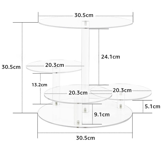 Acrylic Cupcake Tower Stand, 4-Tier Clear Cake Display with Tiered Trays, Dessert and Pastry Holder for Birthday, Baby Shower, Wedding, Christmas, Tea Party and Buffet Presentations, Clear