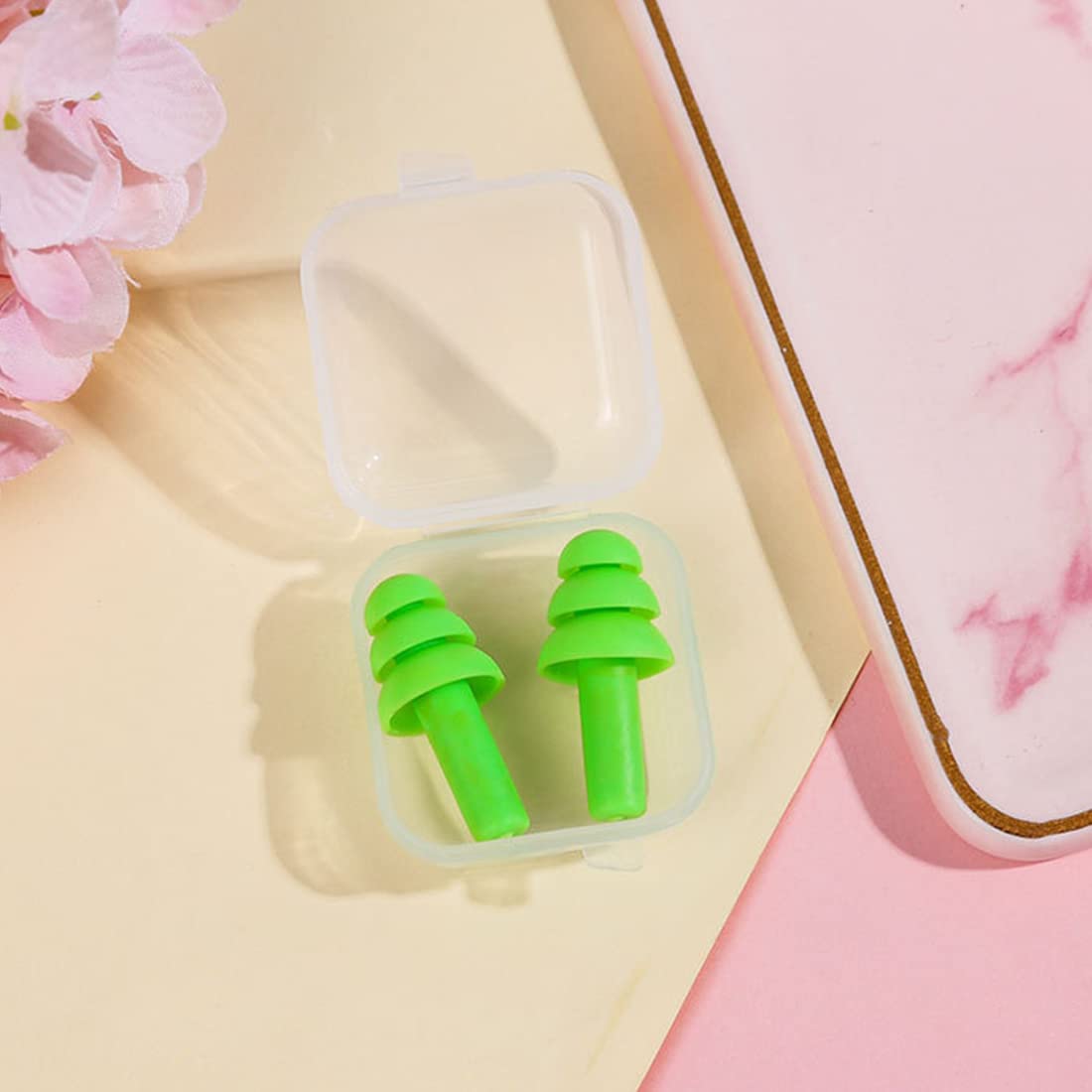 LONSVTTU 5 Pairs Ear Plugs for Swimming Waterproof Reusable Silicone Ear Plugs for Swimming Shower Work Sleep Learning