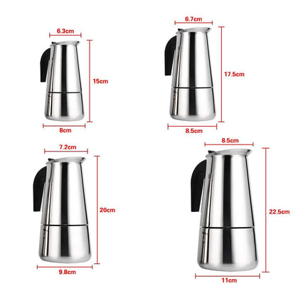 Stainless Steel Coffee Maker, 100ml/200ml/300ml/450ml Moka Pot Espresso Coffee Maker Stove for Office Use(200ml)
