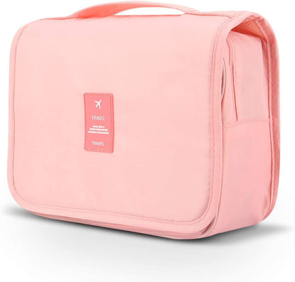 COOLBABY Travel Makeup Cosmetic Bag Shower Bags Hanging Toiletry Bag - Pouch Large Cosmetic Makeup Travel Organizer for Men & Women with Sturdy Hook, Pink, 9.4*3.5*7.8 inches, Portable Toiletry Bag