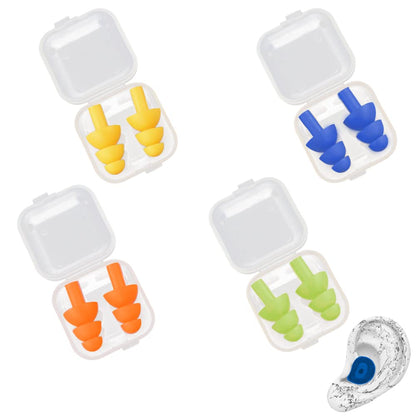ZELHYEUU 4 Pairs Ear Plugs, Silicone Ear Plugs, Swimming Ear Plugs, Ear Plugs for Sleeping, Noise Cancelling Ear Plugs with Storage Box
