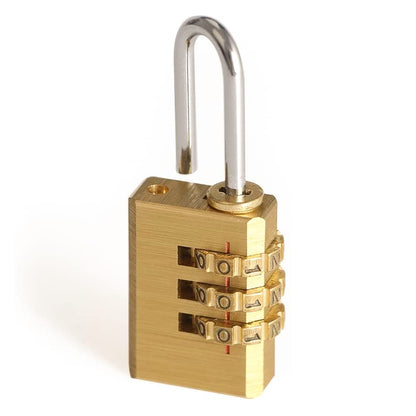 Volo 3 Digit Brass Re-Settable Combination Padlock/Password Lock/resettable Combination Lock for Travel Bags, Travel Lock. (3pcs)