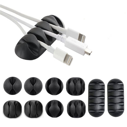 Denvok - Set Of 10pcs Cable Organizer Management Strong Adhesive Silicone, USB Cable Winder, Flexible Cable Manager Clips, Cord Holder For Desktop Mouse Headphone Earphone for Kitchen School Office