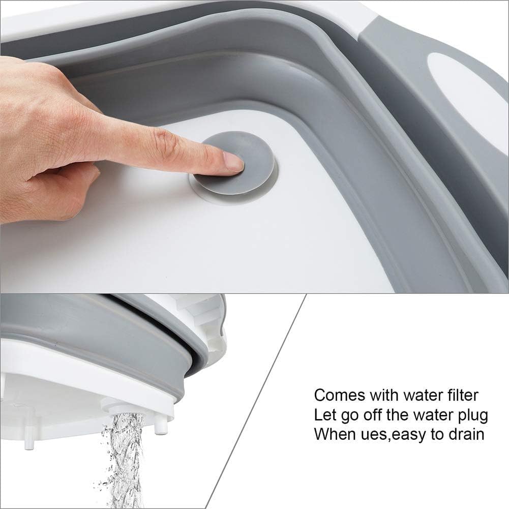 Multifunctional 4 in 1 Plastic Foldable Chopping Ourmah - Collapsible Dish Tub - Vegetable - Fruit Washing - Drain Basket with Plug - Collapsible Wash Basin - Serving Tray - Now for DIY Pegui Bell