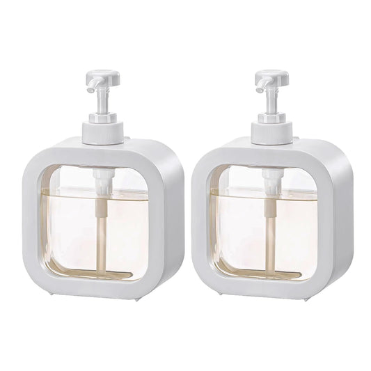 Augous 2 Pack 500ml Square Clear Soap Dispenser Bottle Refillable Bathroom Soap Dispenser for Lotion, Shampoo, and shower gel