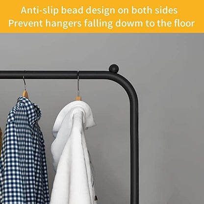 Clothes rack, clothing garment rack metal double rail hanging clothes 2-tier storage shelf for boxes shoes boots commercial grade multi-purpose entryway shelving unit for home office bedroom (black)