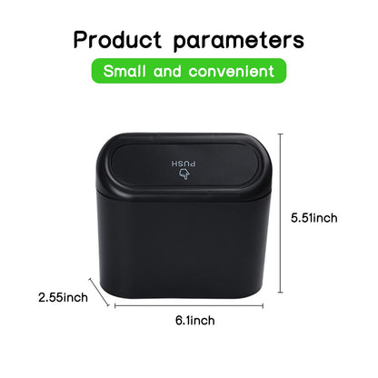 Car Trash Can with Lid, Multifunctional Folding Dustbin Garbage Holder, Leak-Proof Hanging Mini Trash Container, Organizer for Cars, Homes, Offices, Travel (Black)