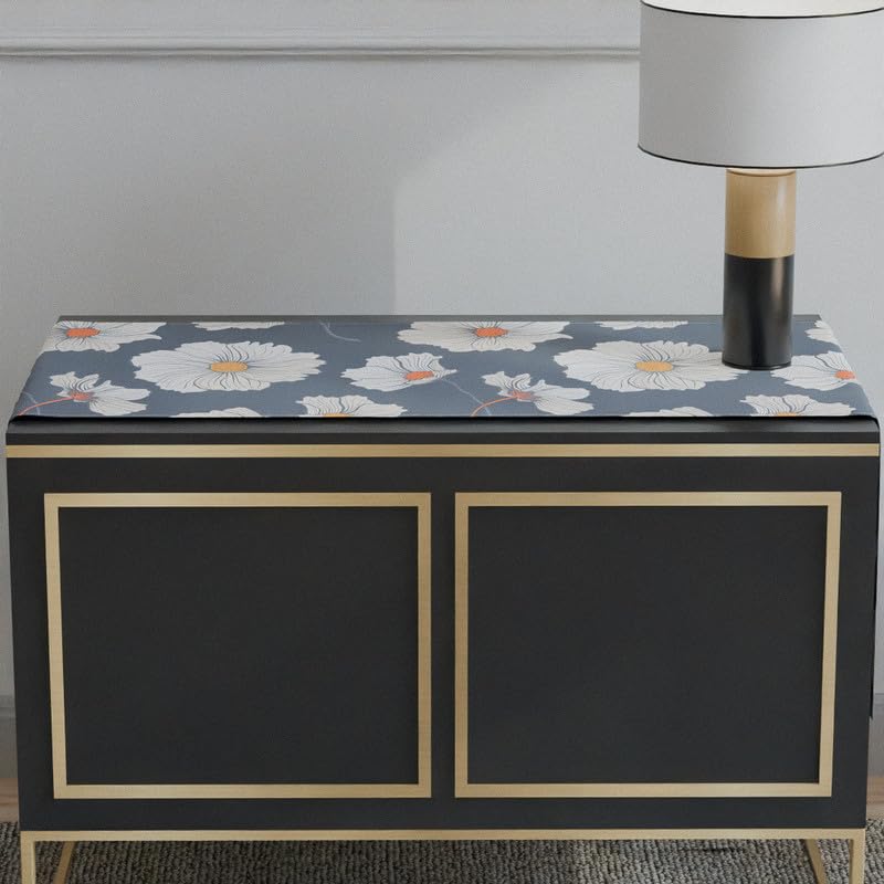 مفرش طاولة مخملي مزخرف باللون الأزرق السماوي والأبيض، قطعة مركزية زخرفية فاخرة وفخمة بنمط زهور أنيق، 35×140 سم، مثالي لطاولة ناعمة ومتطورة