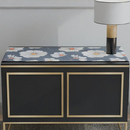 مفرش طاولة مخملي مزخرف باللون الأزرق السماوي والأبيض، قطعة مركزية زخرفية فاخرة وفخمة بنمط زهور أنيق، 35×140 سم، مثالي لطاولة ناعمة ومتطورة