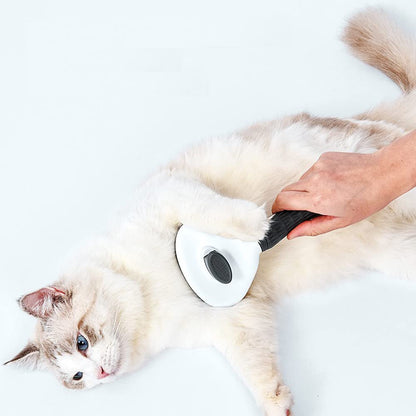 Domkim Self-Cleaning Slicker Dog & Cat Brush, Slicker Pet Grooming Combs, Shedding Grooming Tools - Gently Removes Loose Undercoat, Fur, Dirt, Mats and Tangled Hair (Grey)