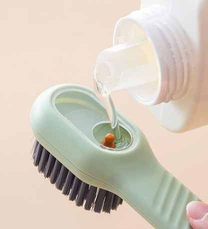 LAMBAMOON Multi-Function Hydraulic Cleaning Brus with Soap Dish Laundry Brush Scrub Brush with Soap Dispenser for Bathroom, Kitchen, Soft Laundry Clothes and Shoes Scrubbing Brush (Mint Green)