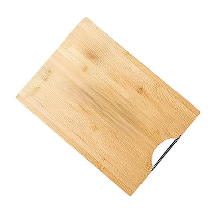 Premium Organic Bamboo Cutting Board with Metal Handle – Large 38x28 cm, Eco-Friendly, BPA-Free, Anti-Microbial, Durable, Reusable, Non-Slip, Chopping Board for Kitchen
