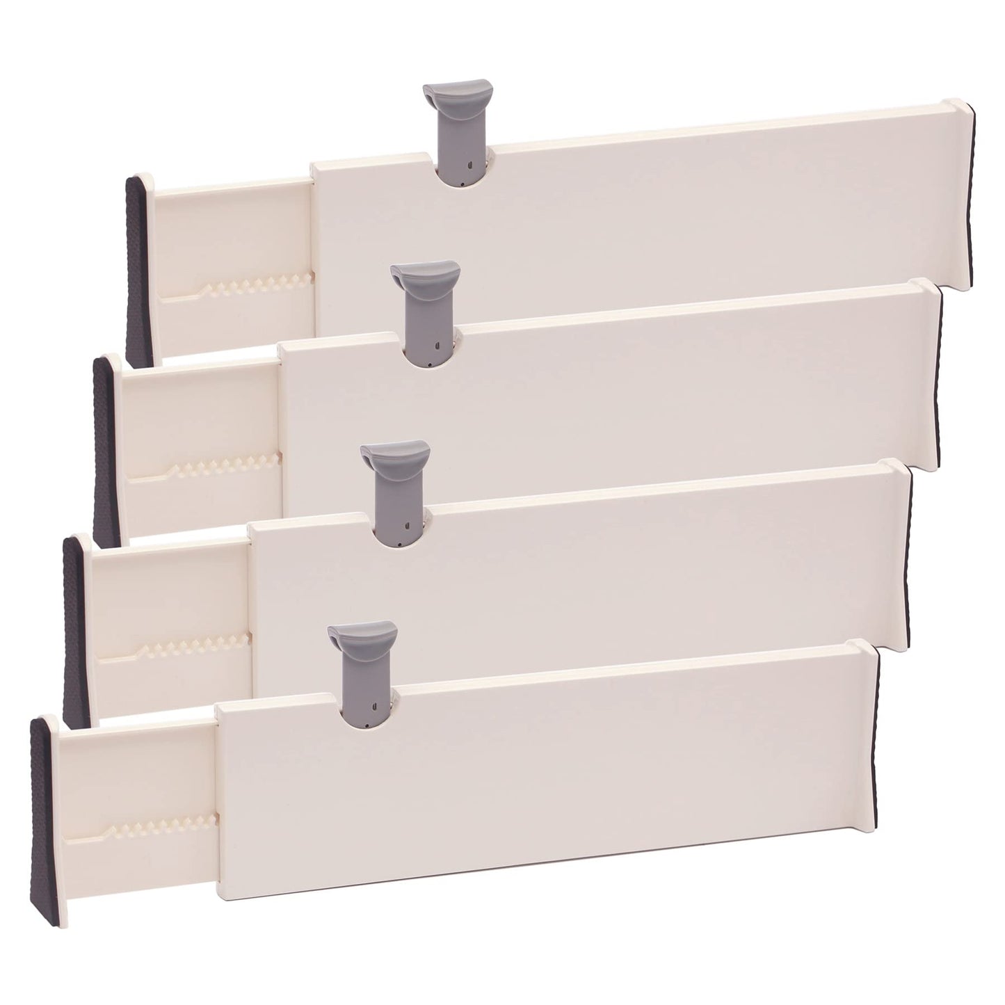 Set of 4 Adjustable Dresser Drawer dividers Organizers, Plastic Expandable Drawer Organization Separators for Kitchen, Bedroom, Closet, Bathroom, Clothing, Cabinet, Clothes, Underwear, Office, X-Large