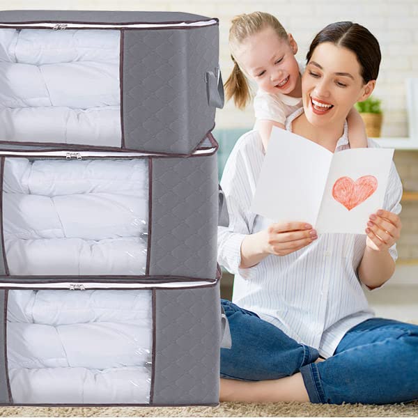 Z Zeba EXPRESS Storage Box Basket Bins Closet Bags Drawers Container Holder Organizer Shelf 3PCS (MEDIUM, CSB-GREY)