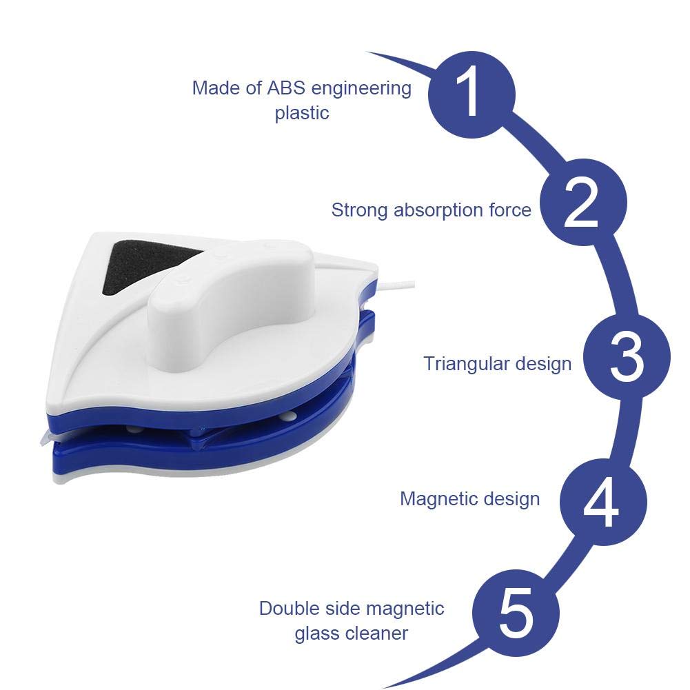 Brrnoo Magnetic Window Cleaner, Double-sided Glass Wiper Cleaner, Ultra-Strong Both Side Glass Surface Cleaning Brush Wiper Tools with Ergonomic Handle (3-8mm)